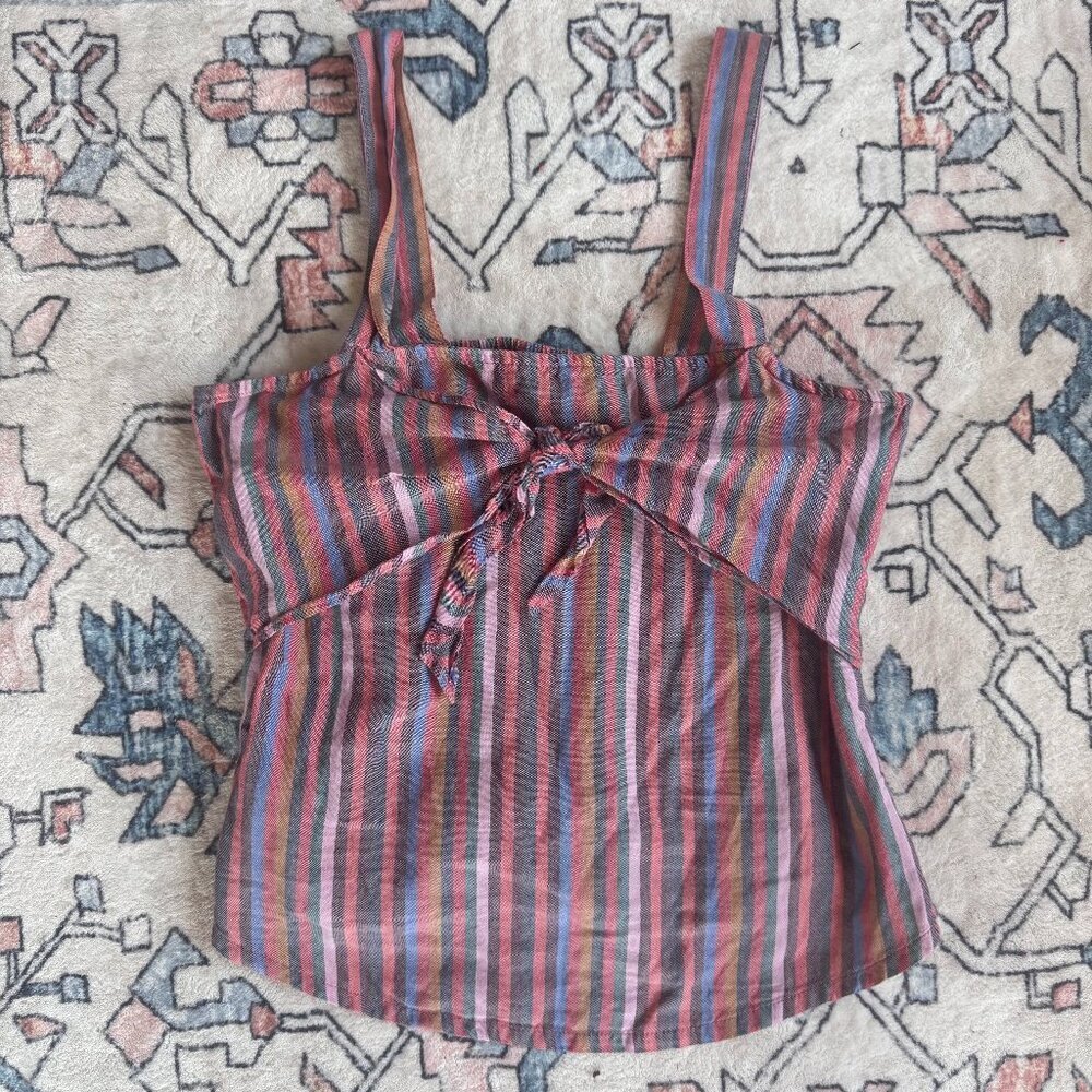 Madewell Rainbow Stripe Tie Front Cami Top - size 2 / XS